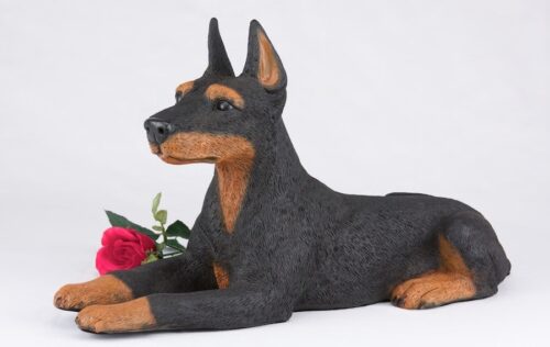 Doberman Pinscher pet dog cremation urn figurine