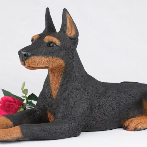 Doberman Pinscher pet dog cremation urn figurine