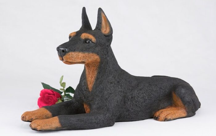 Doberman Pinscher pet dog cremation urn figurine