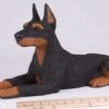 Doberman Pinscher pet dog cremation urn figurine, with ruler