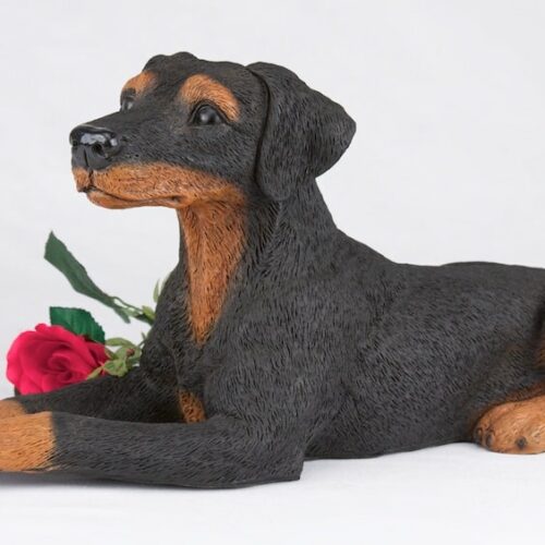 Doberman Pinscher pet dog cremation urn figurine