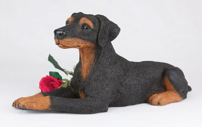 Doberman Pinscher pet dog cremation urn figurine