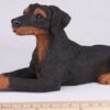 Doberman Pinscher pet dog cremation urn figurine, with ruler