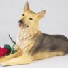 German Shepherd pet dog cremation urn figurine