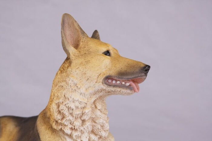 German Shepherd pet dog cremation urn figurine, face