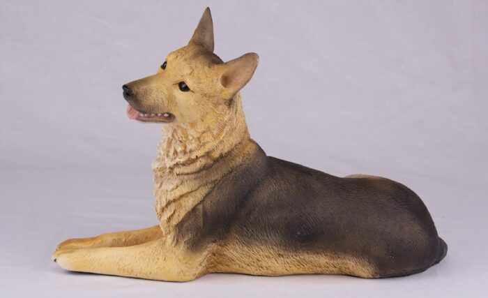 German Shepherd pet dog cremation urn figurine