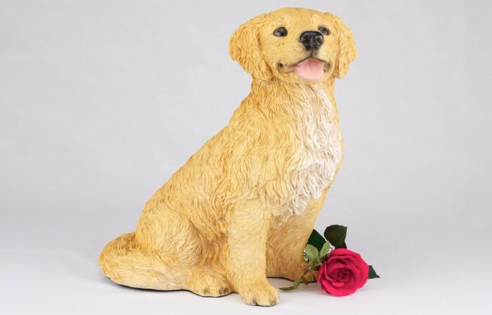 Golden Retriever pet dog cremation urn figurine