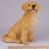 Golden Retriever pet dog cremation urn figurine, with ruler