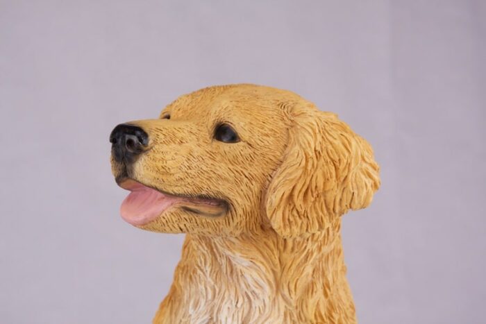 Golden Retriever pet dog cremation urn figurine, face