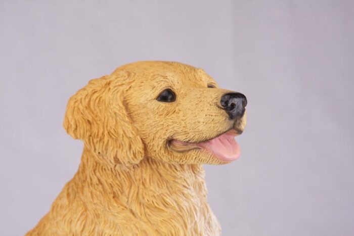 Golden Retriever pet dog cremation urn figurine, face