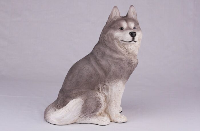 Husky pet dog cremation urn figurine