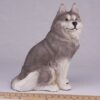 Husky pet dog cremation urn figurine, with ruler