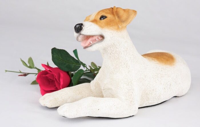 Jack Russell pet dog cremation urn figurine