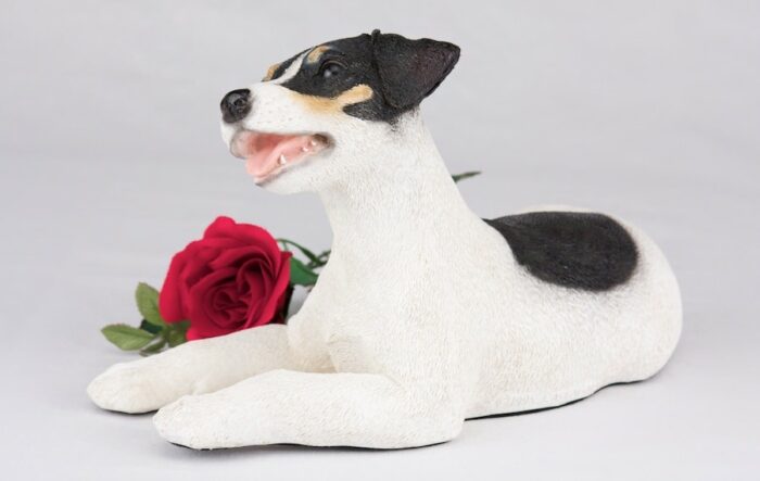 Jack Russell pet dog cremation urn figurine