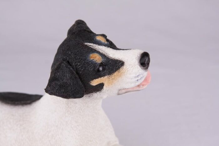 Jack Russell pet dog cremation urn figurine, face