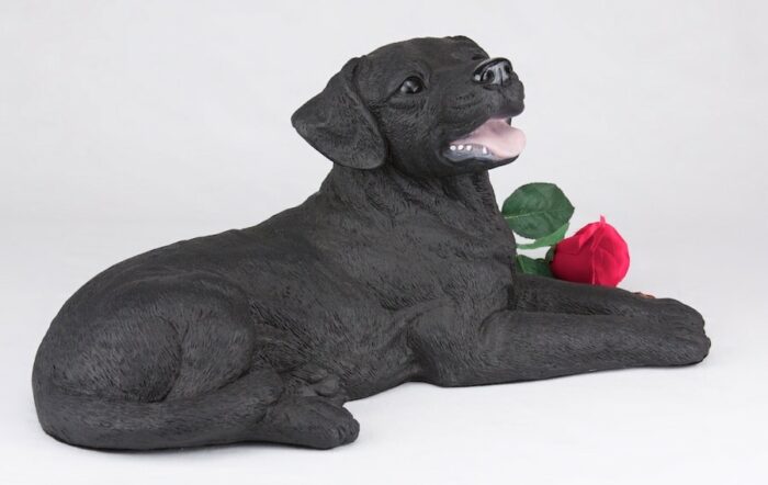 Black Lab Labrador Retriever pet dog cremation urn figurine