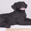 Black Lab Labrador Retriever pet dog cremation urn figurine, with ruler