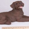 Chocolate Lab Labrador Retriever pet dog cremation urn figurine, with ruler