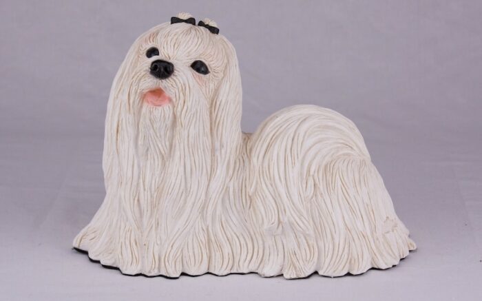 Maltese pet dog cremation urn figurine