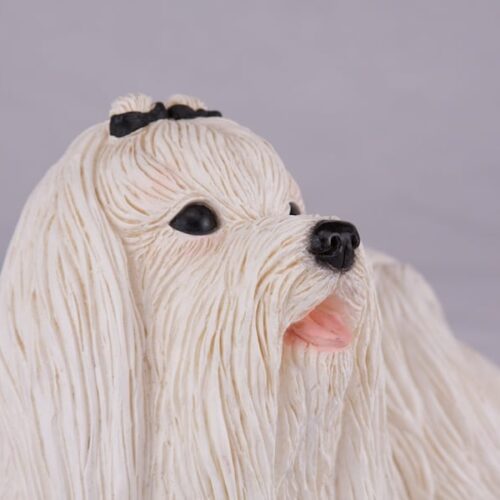 Maltese pet dog cremation urn figurine, face