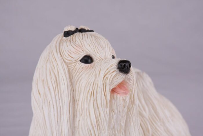 Maltese pet dog cremation urn figurine, face