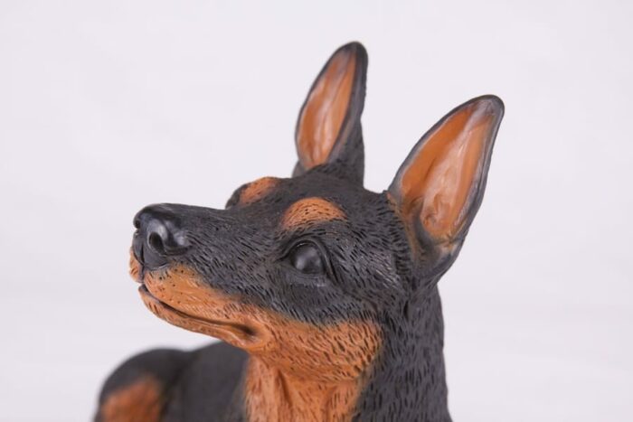 Miniature Pinscher Min Pin pet dog cremation urn figurine, face