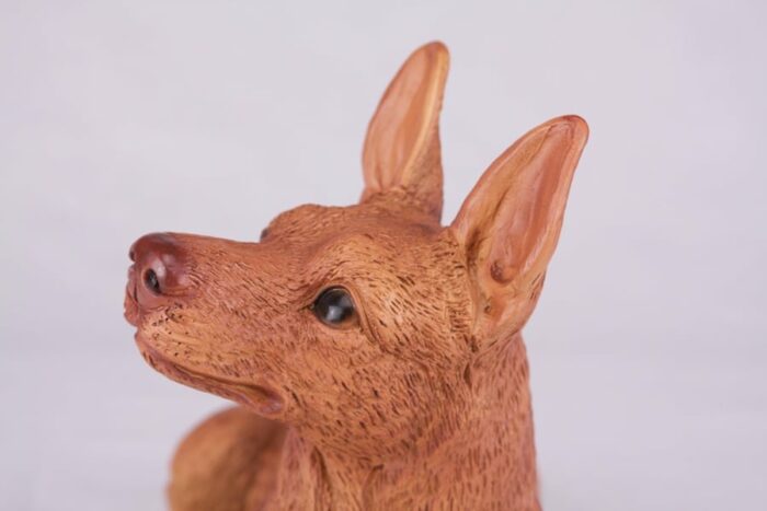 Miniature Pinscher Min Pin pet dog cremation urn figurine, face