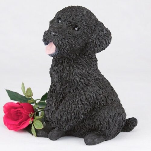 Black Poodle pet dog cremation urn figurine