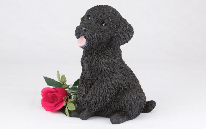 Black Poodle pet dog cremation urn figurine