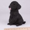 Black Poodle pet dog cremation urn figurine, with ruler