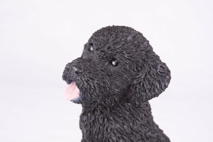 Black Poodle pet dog cremation urn figurine, face