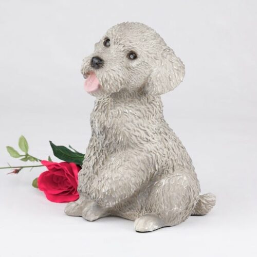 Gray Poodle pet dog cremation urn figurine