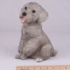 Gray Poodle pet dog cremation urn figurine, with ruler