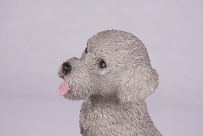 Gray Poodle pet dog cremation urn figurine, face