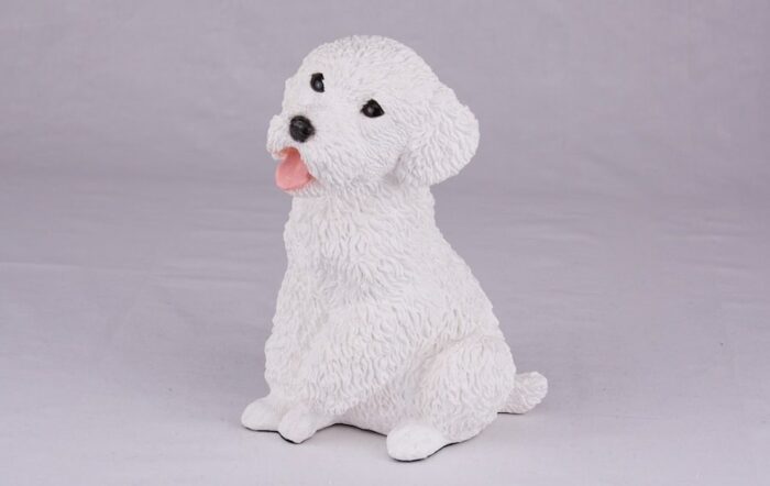 White Poodle pet dog cremation urn figurine