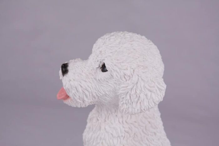 White Poodle pet dog cremation urn figurine, face