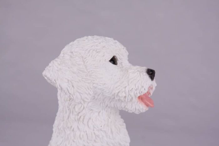 White Poodle pet dog cremation urn figurine, face