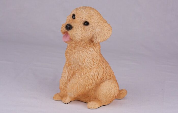 Tan Poodle pet dog cremation urn figurine