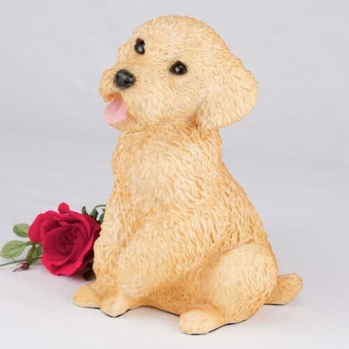 Tan Poodle pet dog cremation urn figurine