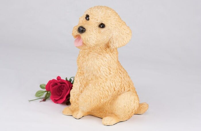 Tan Poodle pet dog cremation urn figurine