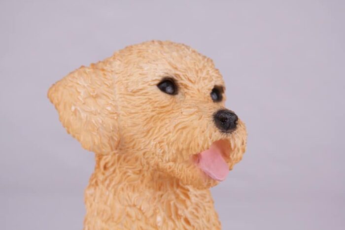 Tan Poodle pet dog cremation urn figurine, face