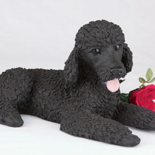 Black Poodle pet dog cremation urn figurine