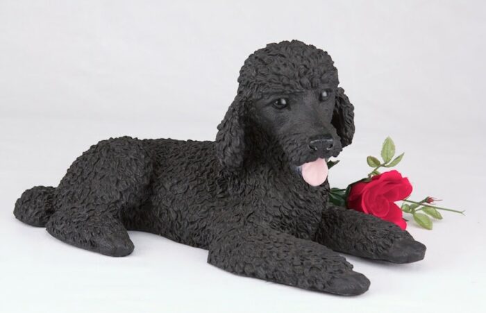 Black Poodle pet dog cremation urn figurine