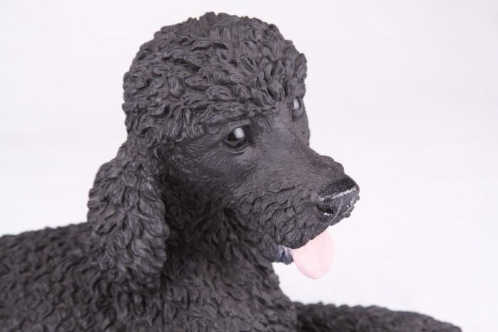 Black Poodle pet dog cremation urn figurine, face