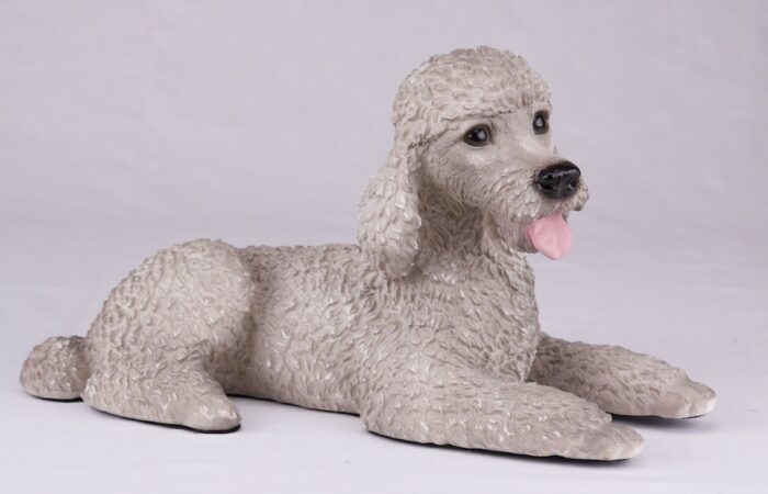 Poodle pet dog cremation urn figurine