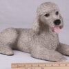 Poodle pet dog cremation urn figurine, with ruler