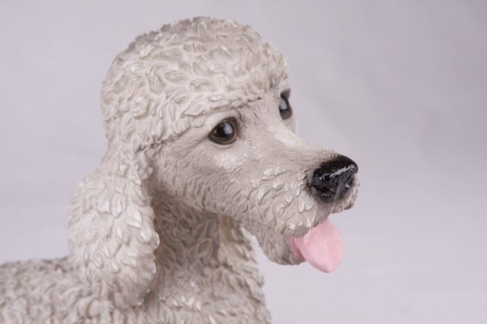 Poodle pet dog cremation urn figurine, face