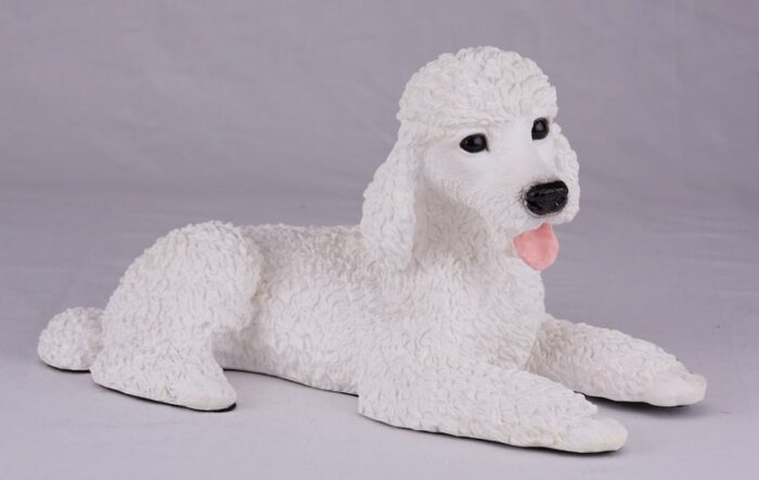 White Poodle pet dog cremation urn figurine