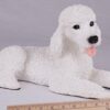 White Poodle pet dog cremation urn figurine, with ruler