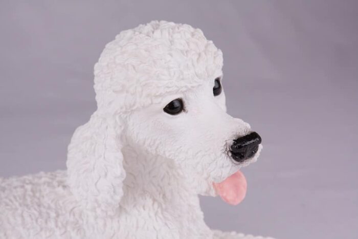 Poodle pet dog cremation urn figurine, face